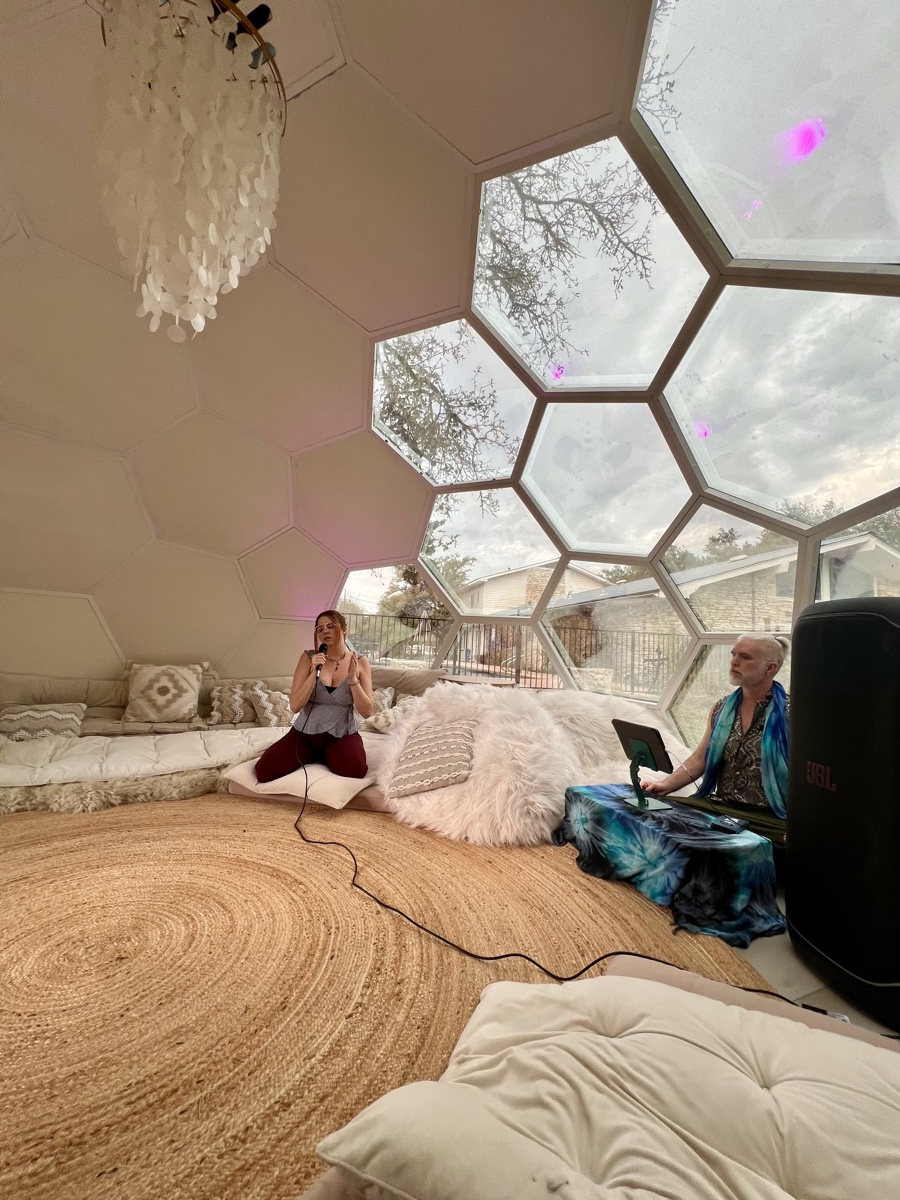 Sound healing session in progress