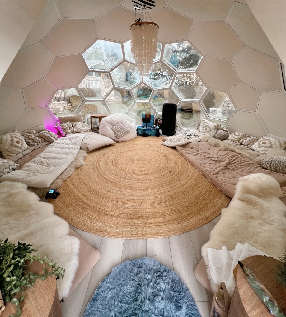 Sacred ceremony circle ready in the Honeycomb Dome
